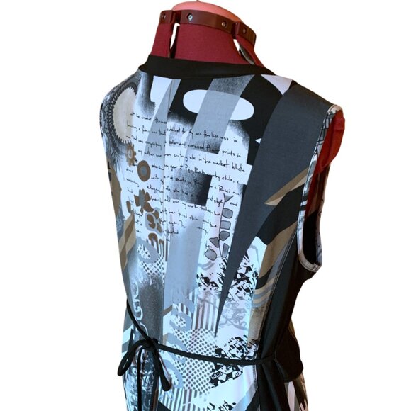 MARIE CLAIRE - Abstract Black and White Sleeveless Dress - XL - Picture 2 of 12